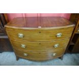 A George III inlaid mahogany bow front chest of drawers
