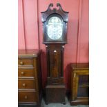 A George III Scottish 8 day mahogany longcase clock, the brass and silvered arched dial signed Jn
