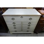 A George III painted oak chest of drawers (top adapted to lift up)