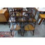 A set of five elm and beech Windsor kitchen chairs
