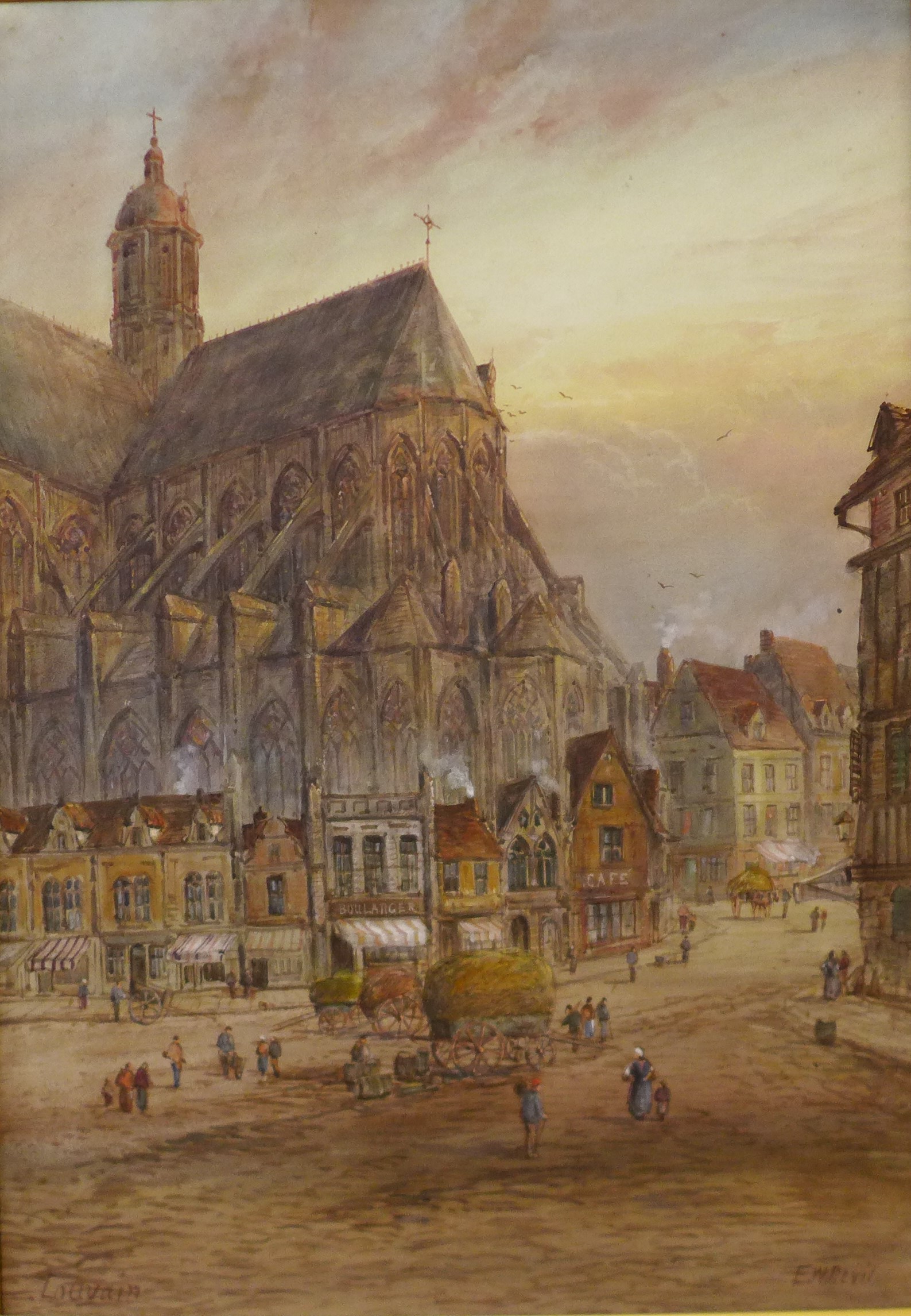 E.W. Nevil, Louvain, watercolour, 77 x 55cms, framed