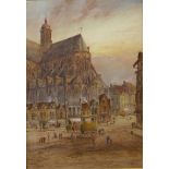 E.W. Nevil, Louvain, watercolour, 77 x 55cms, framed