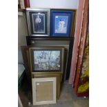 Assorted prints, an oil painting and frames (21)