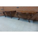 A pair of Victorian mahogany console tables, 72cms h, 164cms w, 66cms d