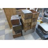 Assorted wooden boxes