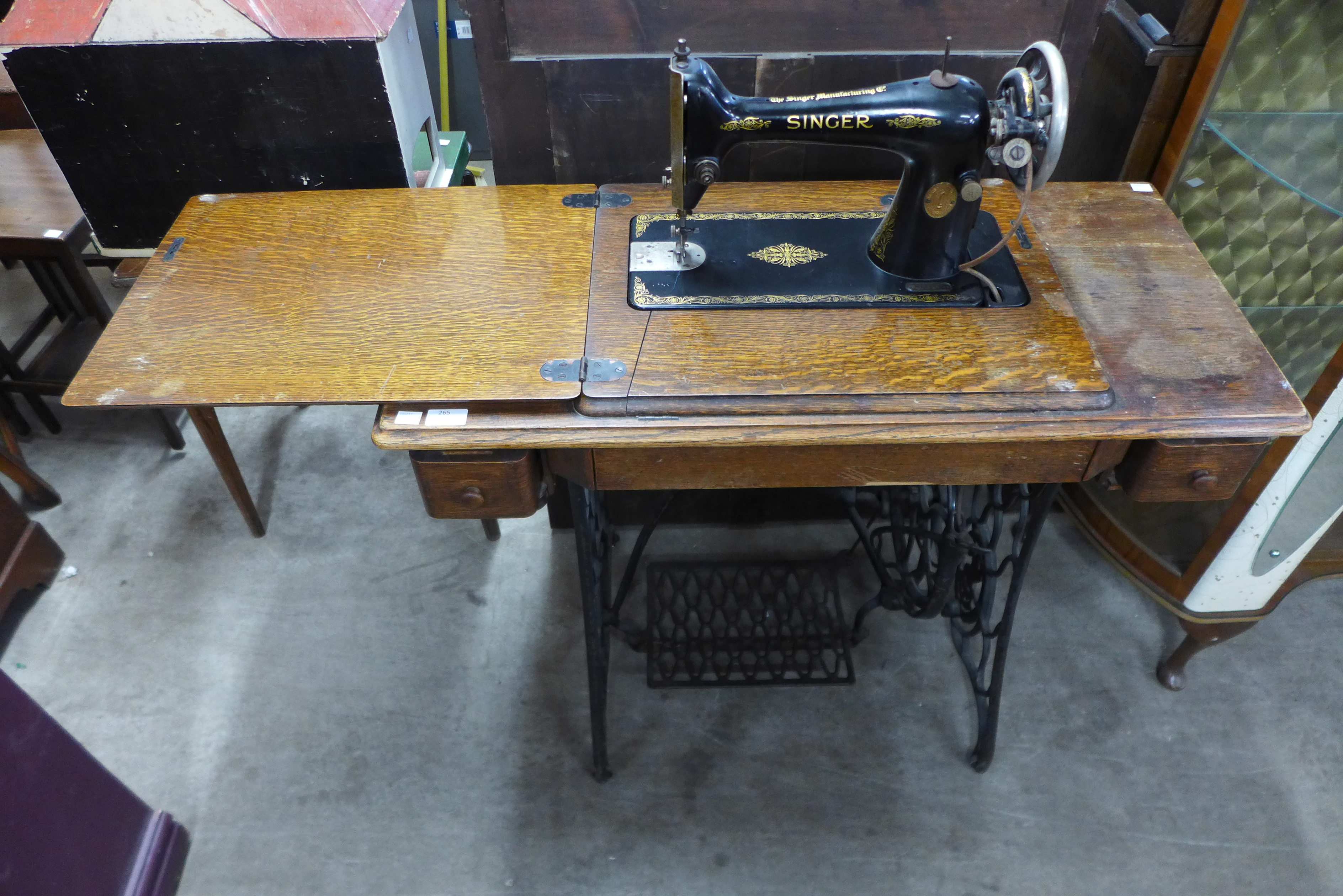 A Singer treadle sewing machine