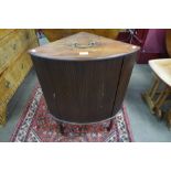 A George IV style mahogany tambour front corner night stand, 76cms h, 55cms w, 37cms d