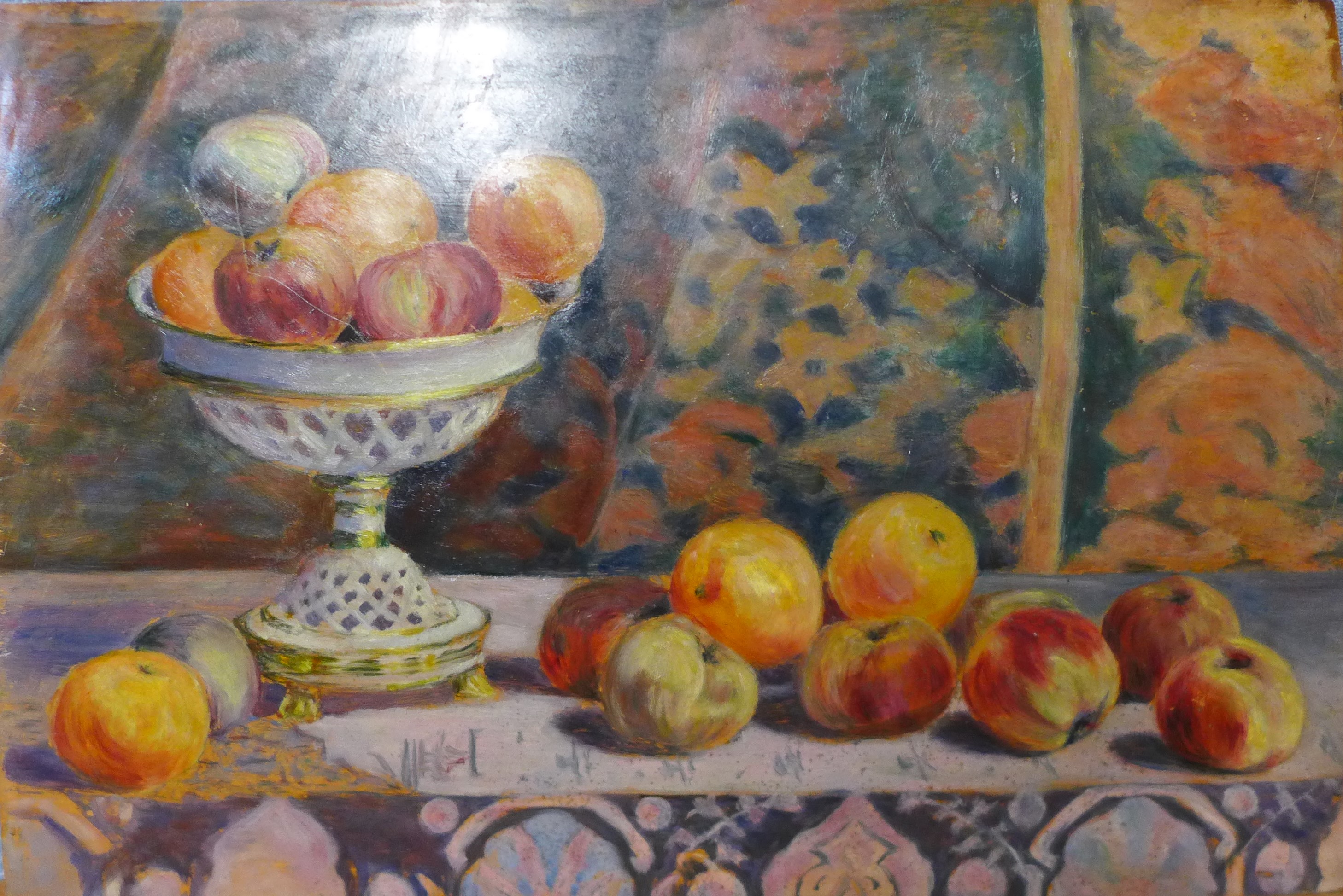 French Impressionist School, still life, oil on board, signed verso Jean Labet, 37 x 55cms, unframed