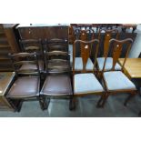 Two sets of four dining chairs and two others