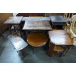 Six assorted oak occasional tables