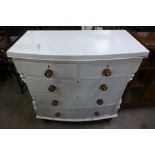 A Victorian painted bow front chest of drawers