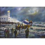 Robert Sheader, Scarborough Lifeboat, oil on board, 28 x 39cms, framed