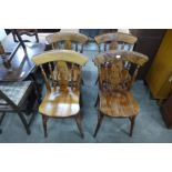 A set of four beech kitchen chairs