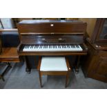 A Monington & Weston mahogany overstrung upright piano and stool