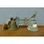 A small cast iron bell and one other