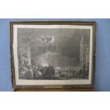A J. Heath engraving, The Broad Street Riots June 7th 1780, framed