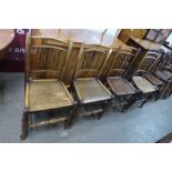 A set of four 19th Century elm spindle back chairs