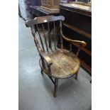 A Victorian beech penny seat farmhouse kitchen chair