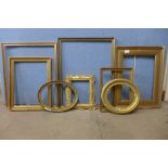 Eight assorted gilt picture frames