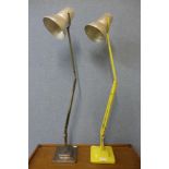 Two Herbert & Terry metal anglepoise desk lamps