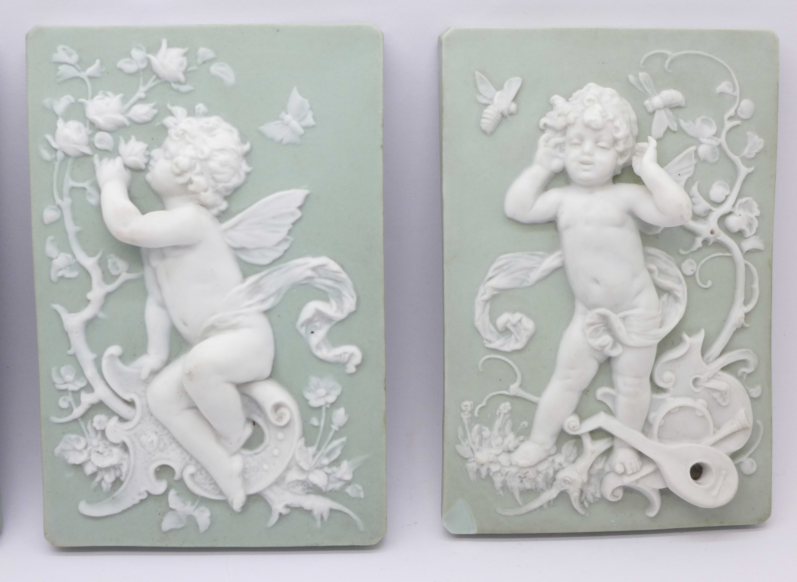 Four Parian plaques, three with impressed numbers 7811, 28, F, (one unmarked with chip on the - Image 3 of 5