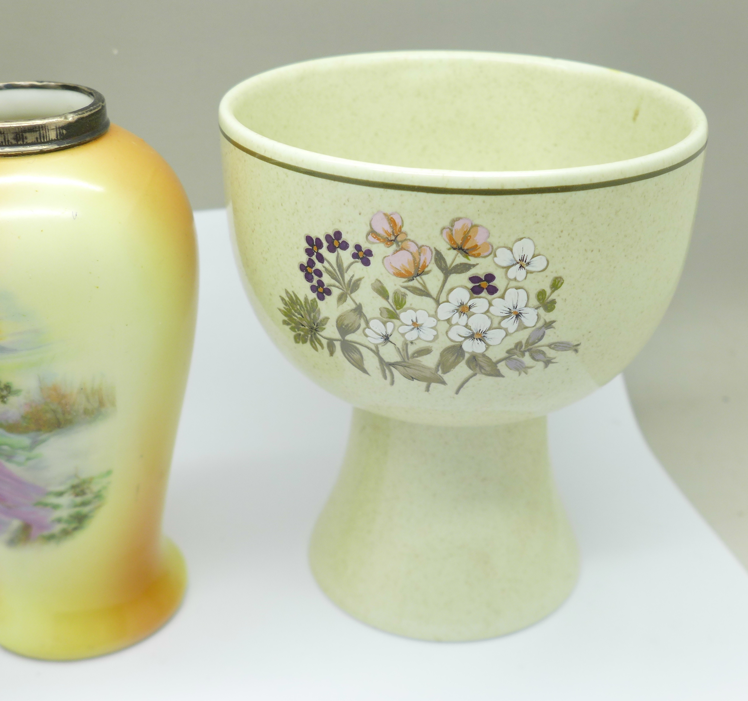 A silver mounted vase, a Chinese vase, a Royal Worcester lidded pot and posy vase and a Royal - Image 3 of 8