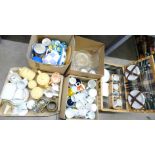 Four boxes of mixed glass and china and a picnic hamper, etc. **PLEASE NOTE THIS LOT IS NOT ELIGIBLE