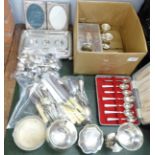Plated souvenir spoons and plated items, photograph frame, trinket box, etc. **PLEASE NOTE THIS