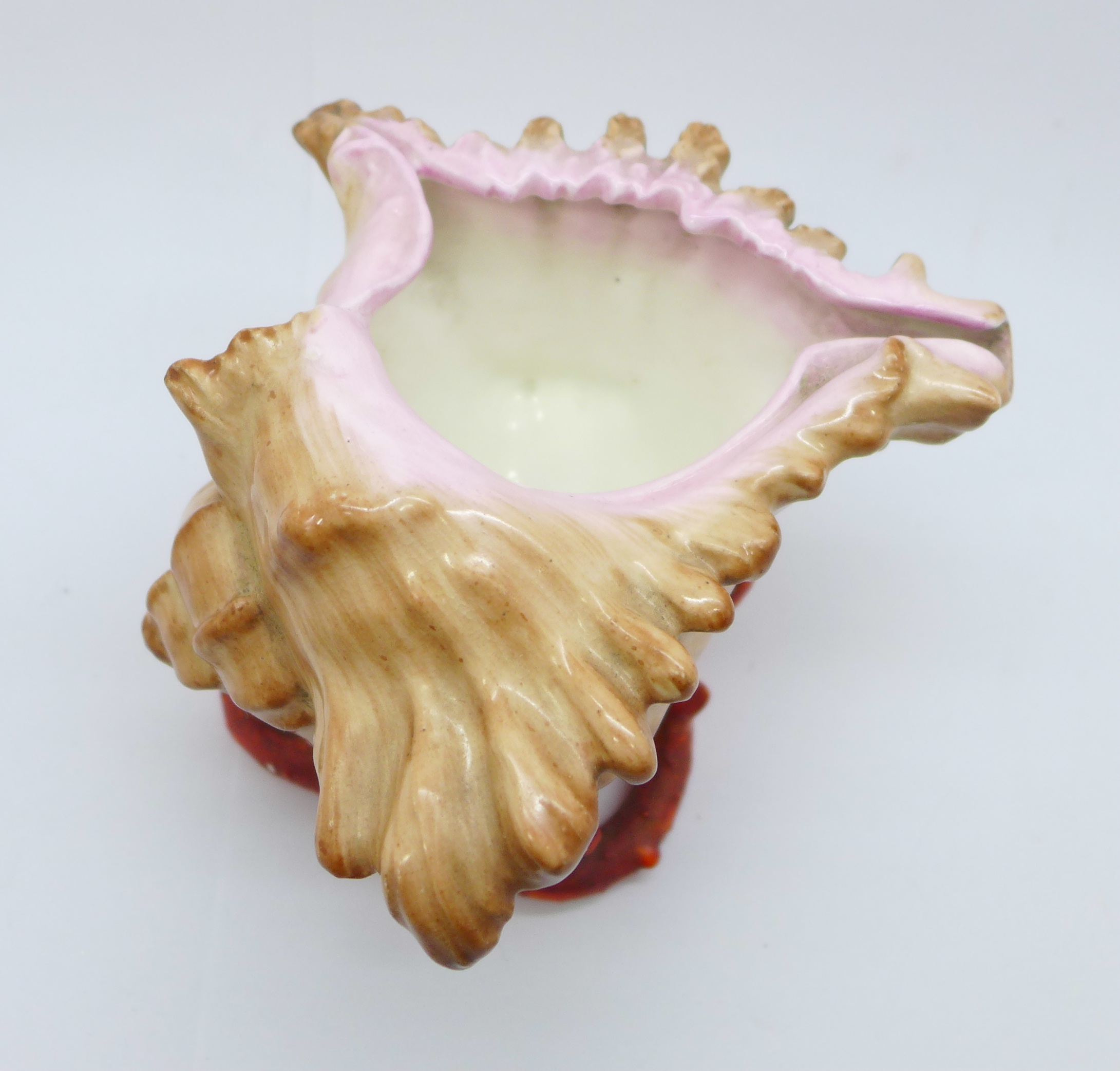 An early Copeland shell with coral vase, paint losses to coral base, 8.5cm - Image 2 of 5