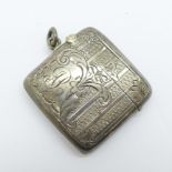 A silver vesta case, Birmingham 1901