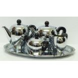 An Alfra Italy chrome tea service and tray, 1960's/70's