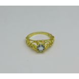 A silver gilt, topaz and zircon ring, S