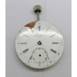 A Diogene pocket watch movement, dial a/f