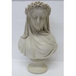 A resin bust of a veiled lady, 36.5cm