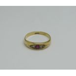 An 18ct gold, ruby and diamond ring, 2.3g, L