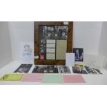 A framed Dad's Army montage of signed photographs with autographs and cast photographs plus a