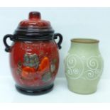 A Denby stoneware vase and a Rumtopf lidded jar