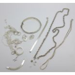 A collection of silver jewellery, some a/f, 67g