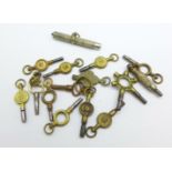 Assorted watch keys including universal