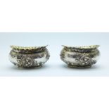 A pair of silver salts, Birmingham 1905, with gilt interior, 30g