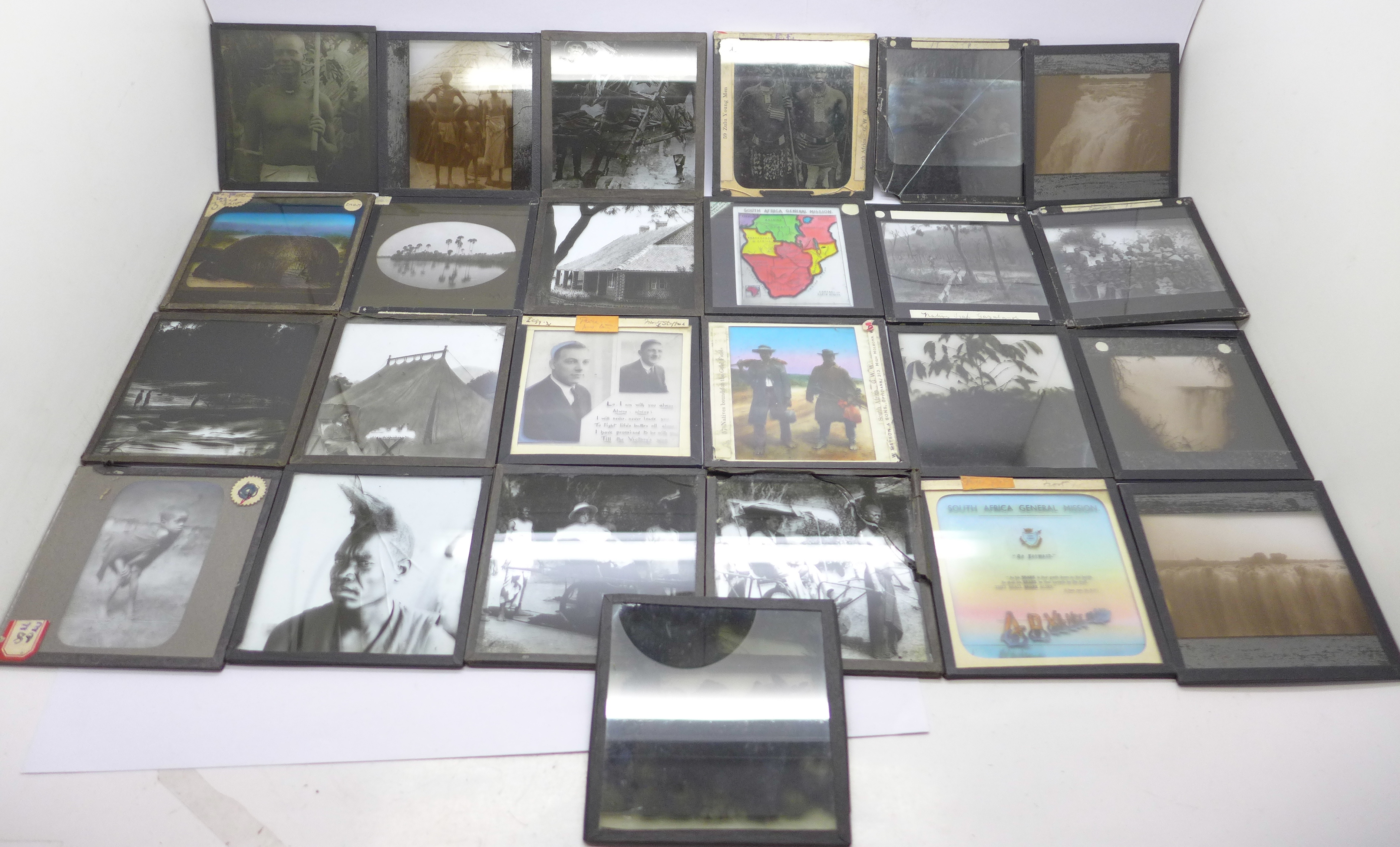 A collection of magic lantern slides, mainly scenes of South Africa (25), some a/f