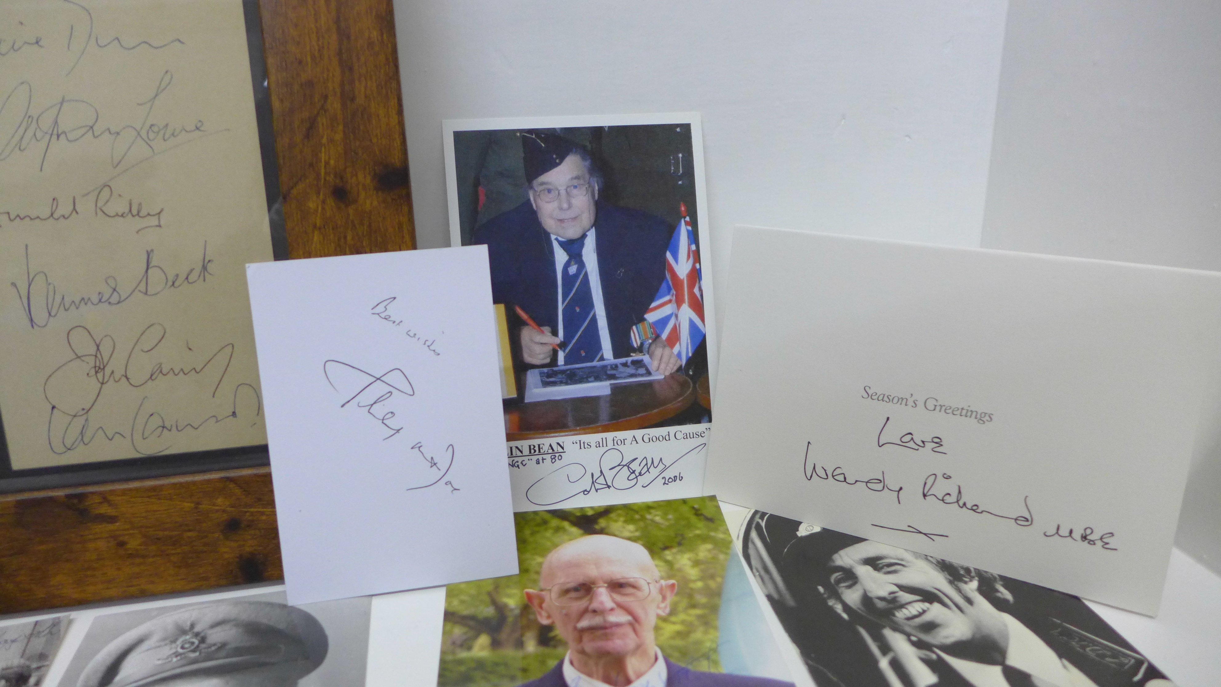 A framed Dad's Army montage of signed photographs with autographs and cast photographs plus a - Image 5 of 6