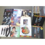 A collection of LP records including David Bowie, Tin Machine, U2, The Police, Talking Heads, etc.
