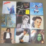 A collection of LP records, including 1980's; Japan, Howard Jones, Michael Jackson, Paul Young, plus