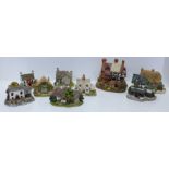 Nine Lilliput Lane models including Three Feathers, Haberdashery, Pear Tree House, two a/f