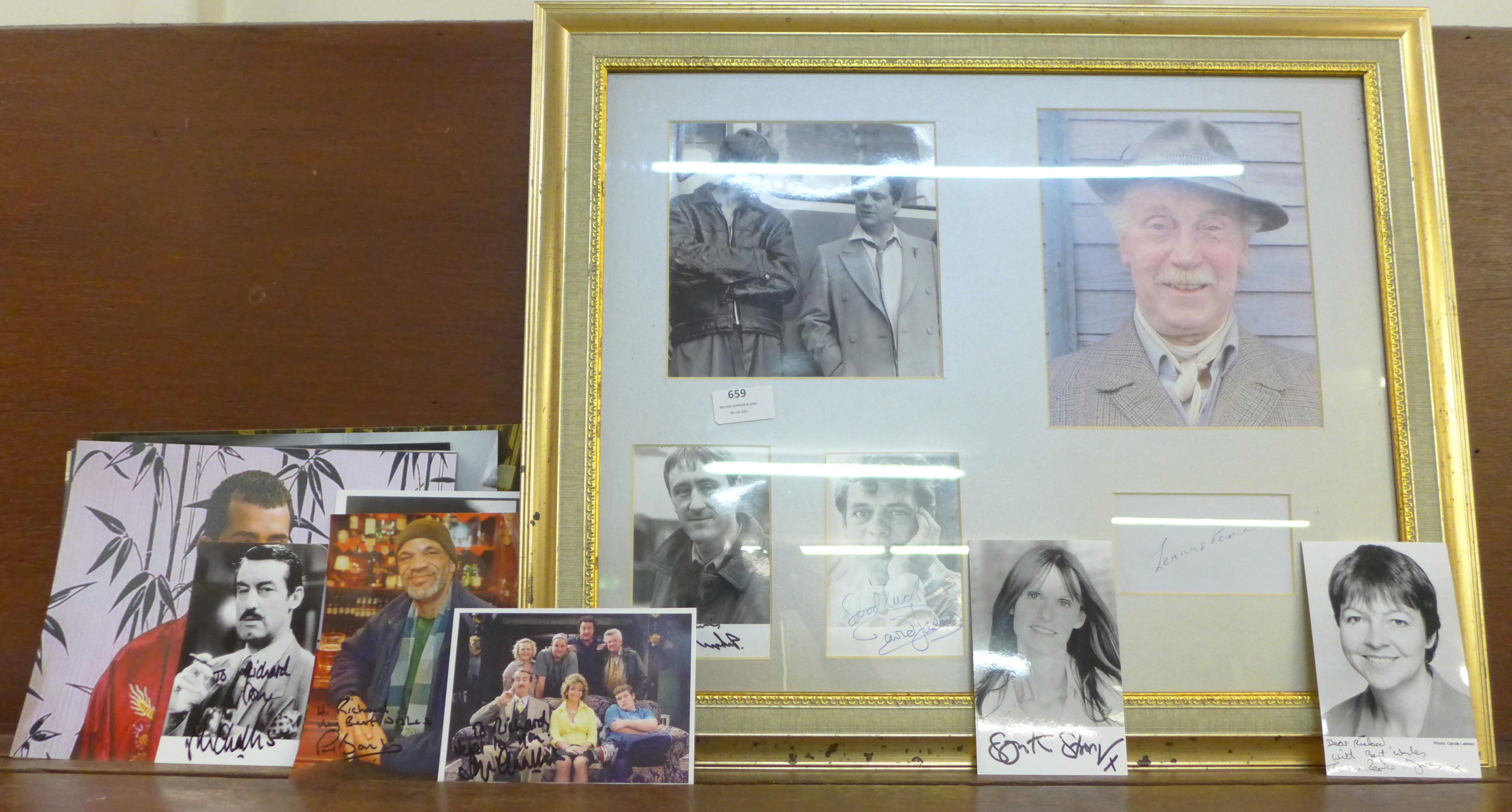 An Only Fools and Horses framed montage with autographs and cast photographs plus a collection of