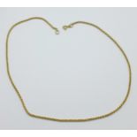 A 9ct gold rope chain, 2.3g
