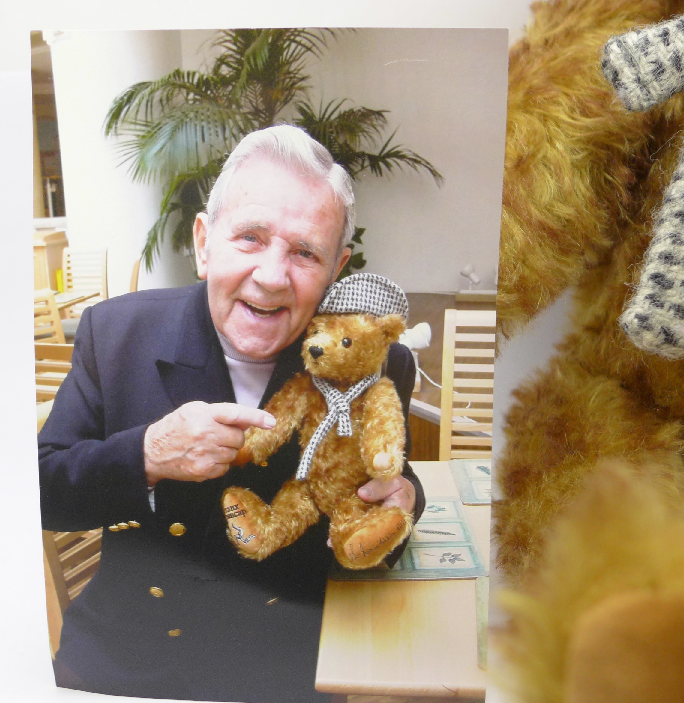 A Merrythought Teddy bear for Manx Mencap, Sir Norman Wisdom O.B.E. with photograph - Image 2 of 6