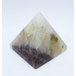 A Blue John pyramid, base 49mm square and 46mm in height