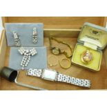 A Sekorda wristwatch, a Rotary wristwatch, costume jewellery comprising a diamante brooch and